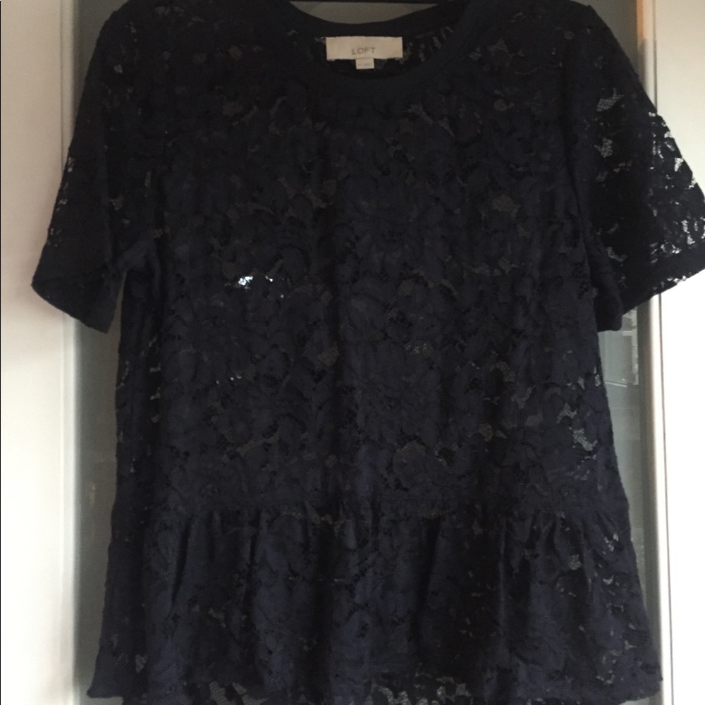 Loft blue lace shell top